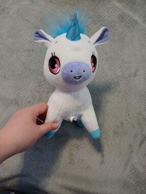 Plush White Unicorn with Blue Accents